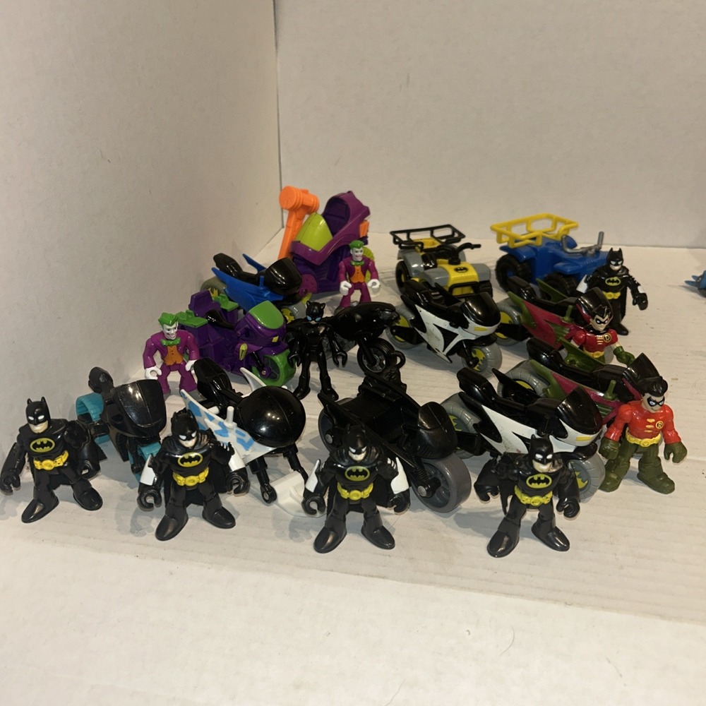 Imaginext‎ DC Batman Motorcycle & Quad Lot With Figures Joker, Catwoman, Robin